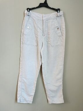 Athleta 100% Linen Ankle Pants Light Beige Women Size 4
